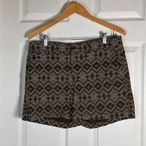 Banana Republic Womens 5 Inch Chino Shorts Brown Geometric Diamond Dot Size 10
